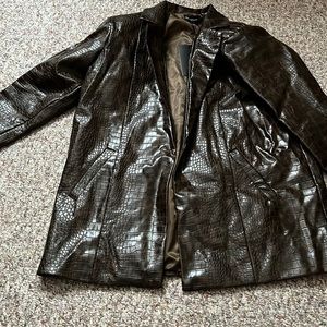 Brown faux croc oversized blazer nwt